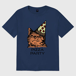 Футболка оверсайз мужская PIZZA PARTY, цвет: тёмно-синий