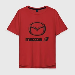Футболка оверсайз мужская MAZDA 3 Black, цвет: красный