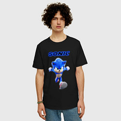 Футболка оверсайз мужская SONIC, цвет: черный — фото 2