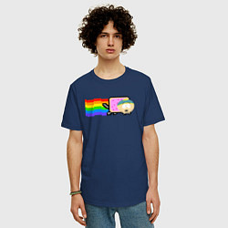 Футболка оверсайз мужская Картман Nyan Cat, цвет: тёмно-синий — фото 2