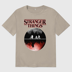 Футболка оверсайз мужская Очень странные дела, цвет: миндальный