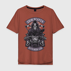 Футболка оверсайз мужская Grim Reaper Motorcycle, цвет: кирпичный