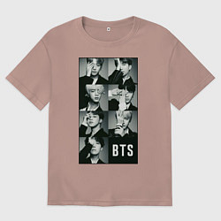 Футболка оверсайз мужская BTS, цвет: пыльно-розовый