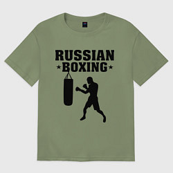 Футболка оверсайз мужская Russian Boxing, цвет: авокадо