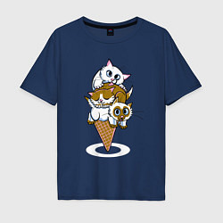 Футболка оверсайз мужская Ice Cream Cats, цвет: тёмно-синий