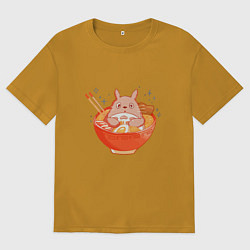 Футболка оверсайз мужская Вкусный Тоторо, цвет: горчичный