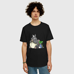 Футболка оверсайз мужская Тоторо, цвет: черный — фото 2