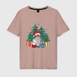 Мужская футболка оверсайз New Year Totoro