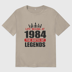 Футболка оверсайз мужская 1984 - рождение легенды, цвет: миндальный