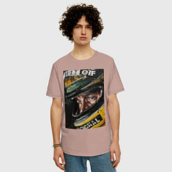 Футболка оверсайз мужская Айртон Сенна, цвет: пыльно-розовый — фото 2