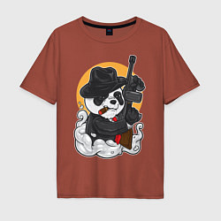 Футболка оверсайз мужская Panda Gangster, цвет: кирпичный