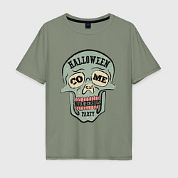 Футболка оверсайз мужская Halloween Skull Retro, цвет: авокадо