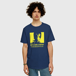 Футболка оверсайз мужская VANSAMA OFFICIAL Yellow, цвет: тёмно-синий — фото 2
