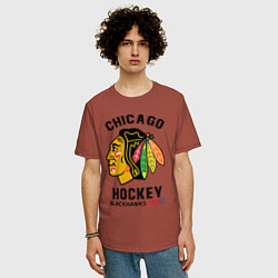 Футболка оверсайз мужская CHICAGO BLACKHAWKS NHL, цвет: кирпичный — фото 2