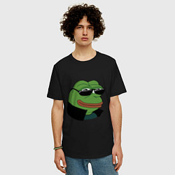Футболка оверсайз мужская Pepe в очках EZ, цвет: черный — фото 2
