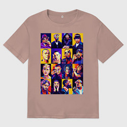 Футболка оверсайз мужская Легенды Рэпа, цвет: пыльно-розовый