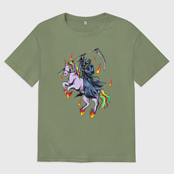 Мужская футболка оверсайз Смерть на единороге