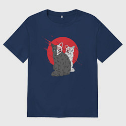 Футболка оверсайз мужская Japan Cats Z, цвет: тёмно-синий