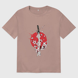 Мужская футболка оверсайз Катана на фоне сакуры Z