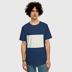 Футболка оверсайз мужская Пляжный паттерн, цвет: тёмно-синий — фото 2