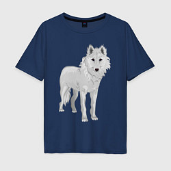 Футболка оверсайз мужская Белый волк, цвет: тёмно-синий
