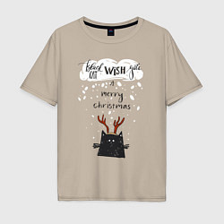 Мужская футболка оверсайз Рождественский кот