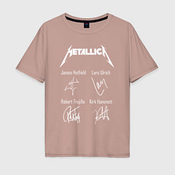 Футболка оверсайз мужская METALLICA АВТОГРАФЫ, цвет: пыльно-розовый