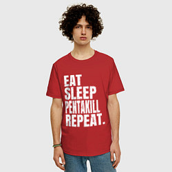 Футболка оверсайз мужская EAT SLEEP PENTAKILL REPEAT, цвет: красный — фото 2