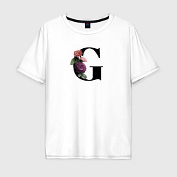 Мужская футболка оверсайз Буква с цветами