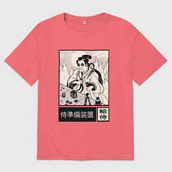 Футболка оверсайз мужская Самурай фотограф, цвет: коралловый
