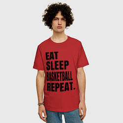 Футболка оверсайз мужская EAT SLEEP BASKETBALL REPEAT, цвет: красный — фото 2