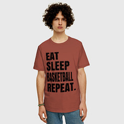 Футболка оверсайз мужская EAT SLEEP BASKETBALL REPEAT, цвет: кирпичный — фото 2