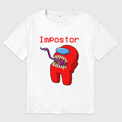 Футболка оверсайз мужская AMONG US - IMPOSTOR, цвет: белый