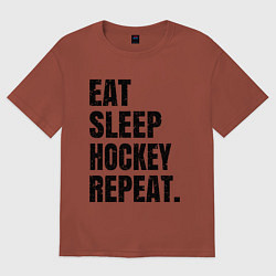 Мужская футболка оверсайз EAT SLEEP HOCKEY REPEAT