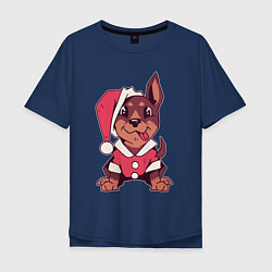 Мужская футболка оверсайз Рождественский пёсик
