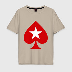 Футболка оверсайз мужская Покер Пики Poker Stars, цвет: миндальный