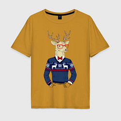 Футболка оверсайз мужская Hipster Deer, цвет: горчичный