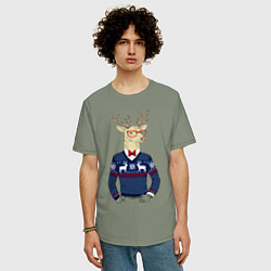 Футболка оверсайз мужская Hipster Deer, цвет: авокадо — фото 2