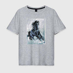 Футболка оверсайз мужская Лошадь арт, цвет: меланж