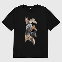 Мужская футболка оверсайз Лошади