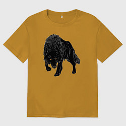 Мужская футболка оверсайз Черный Волк