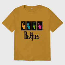 Футболка оверсайз мужская Всемирный день The Beatles, цвет: горчичный
