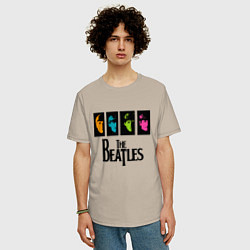 Футболка оверсайз мужская Всемирный день The Beatles, цвет: миндальный — фото 2