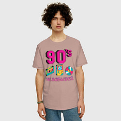 Футболка оверсайз мужская НЕ ЗАБЫВАЙ 90-е, цвет: пыльно-розовый — фото 2
