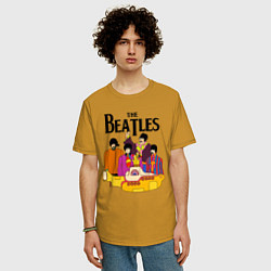 Футболка оверсайз мужская THE BEATLES, цвет: горчичный — фото 2