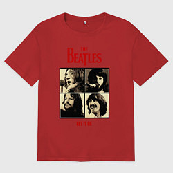 Футболка оверсайз мужская The Beatles LET IT BE, цвет: красный