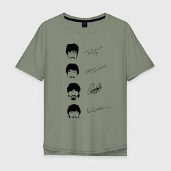 Футболка оверсайз мужская The Beatles автографы, цвет: авокадо