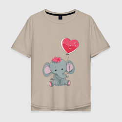 Мужская футболка оверсайз Влюбленный слоник