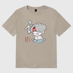Футболка оверсайз мужская BTS sleep, цвет: миндальный