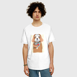 Футболка оверсайз мужская Собака с кофе, цвет: белый — фото 2